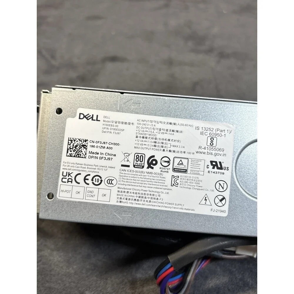 Genuine Dell Inspiron 3910 180W Power Supply H180EBS-00 F3J97 USED